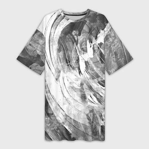 Женская длинная футболка Абстракция - grey and white swirls / 3D-принт – фото 1