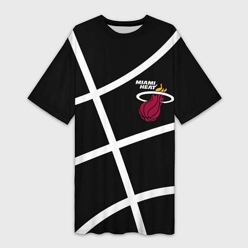 Женская длинная футболка Майами Хит - баскетбольный линии / 3D-принт – фото 1
