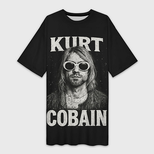 Женская длинная футболка Курт Кобейн - гранж-арт / 3D-принт – фото 1