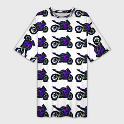 Футболка женская длинная Motorcycle purple gloss, цвет: 3D-принт