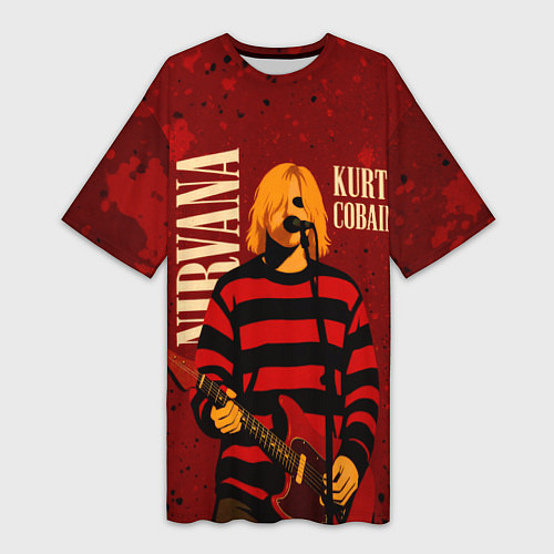 Женская длинная футболка Нирвана, гранж из 90-х / 3D-принт – фото 1