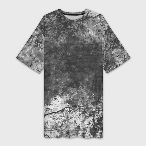 Женская длинная футболка Абстракция - grey and white wall with cracks / 3D-принт – фото 1