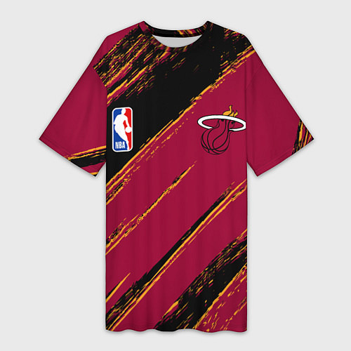 Женская длинная футболка Майами Хит - цвета команды / 3D-принт – фото 1