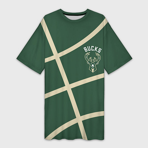 Женская длинная футболка Милуоки Бакс - баскетбольные линии / 3D-принт – фото 1