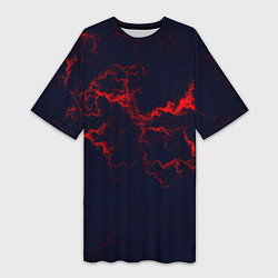Женская длинная футболка Lightning red glow