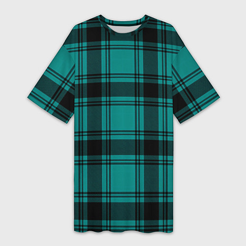 Женская длинная футболка Checkered dark blue / 3D-принт – фото 1