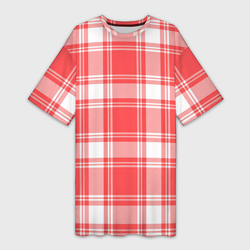 Женская длинная футболка Checked red white / 3D-принт – фото 1