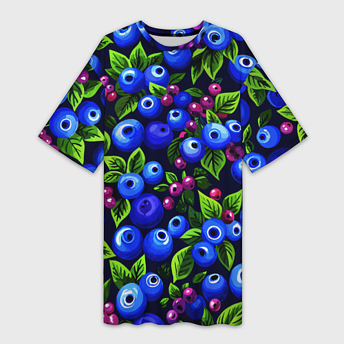 Женская длинная футболка Лесные ягоды орнамент - фруктовый дизайн паттерн / 3D-принт – фото 1