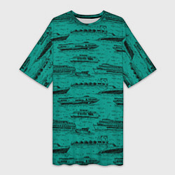 Футболка женская длинная Корабли плывут по Неве, цвет: 3D-принт