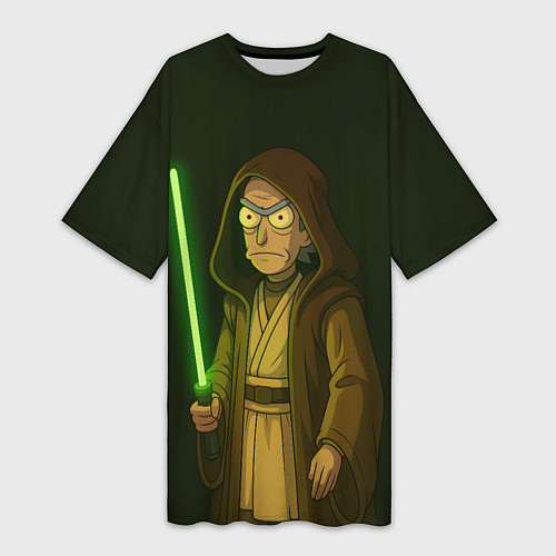 Женская длинная футболка Рик - магистр-джедай / 3D-принт – фото 1