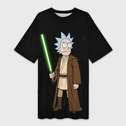 Футболка женская длинная Рик - светлая сторона силы, цвет: 3D-принт