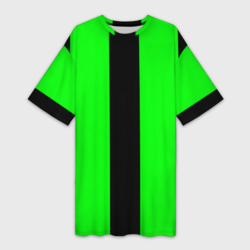 Женская длинная футболка Color green black line / 3D-принт – фото 1
