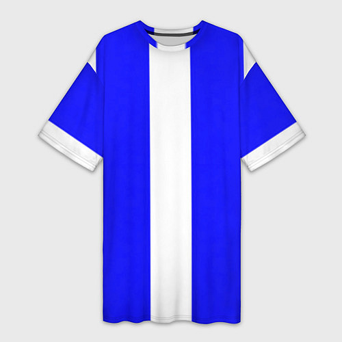 Женская длинная футболка Color white blue line / 3D-принт – фото 1