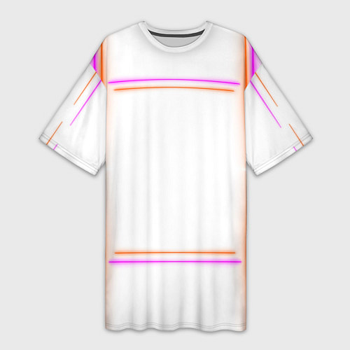 Женская длинная футболка Neon white orange pink / 3D-принт – фото 1