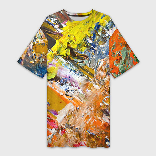 Женская длинная футболка Живая Абстракция: Поток Цветов и Форм в Постоянном / 3D-принт – фото 1