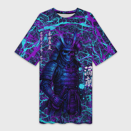 Женская длинная футболка Призрак самурая - неновый арт / 3D-принт – фото 1