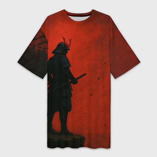 Женская длинная футболка Ghost of Tsushima - алый / 3D-принт – фото 1