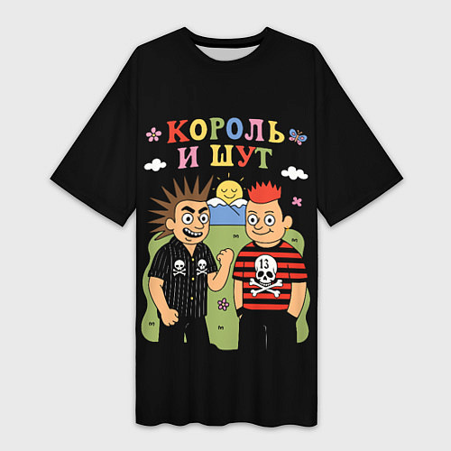 Женская длинная футболка Король и Шут, мультяшный стиль / 3D-принт – фото 1