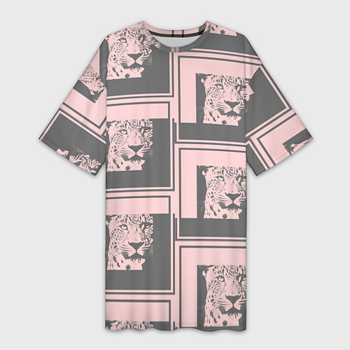 Женская длинная футболка Леопард в рамке / 3D-принт – фото 1