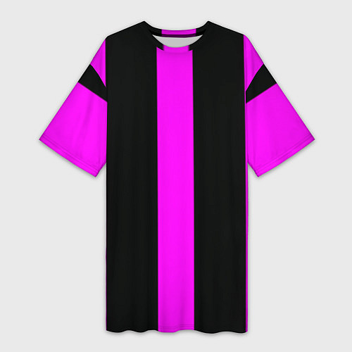 Женская длинная футболка Color black pink lines / 3D-принт – фото 1