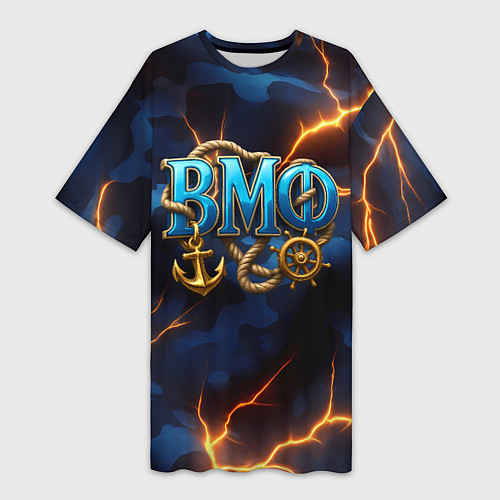 Женская длинная футболка Объемные буквы ВМФ / 3D-принт – фото 1