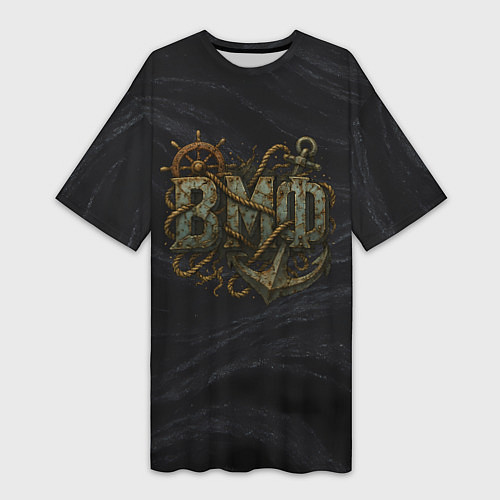 Женская длинная футболка ВМФ ржавые буквы / 3D-принт – фото 1