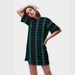 Футболка женская длинная Color blue dark stripe, цвет: 3D-принт — фото 2