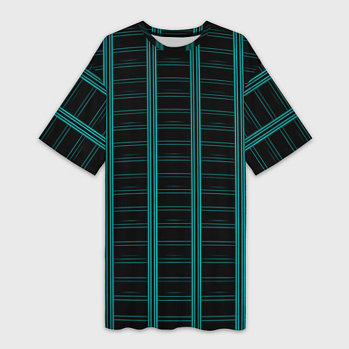 Женская длинная футболка Color blue dark stripe / 3D-принт – фото 1