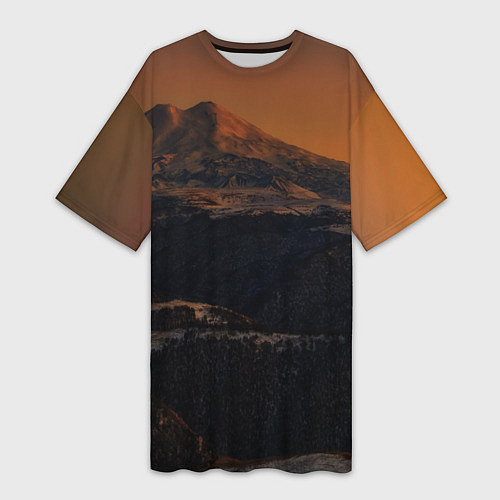 Женская длинная футболка Эльбрус / 3D-принт – фото 1