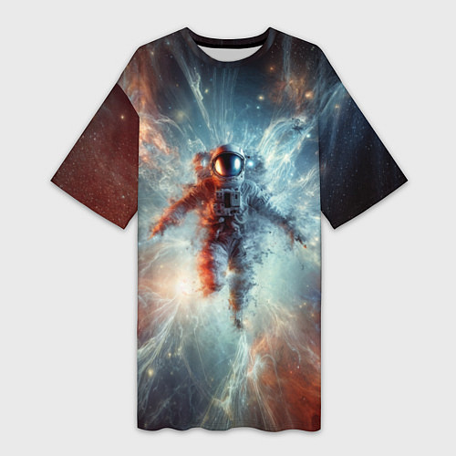 Женская длинная футболка Космонавт в космической туманности / 3D-принт – фото 1
