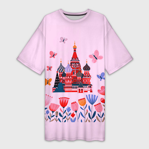 Женская длинная футболка Москва - собор / 3D-принт – фото 1