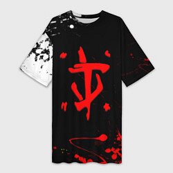 Женская длинная футболка Doom краски всплеск