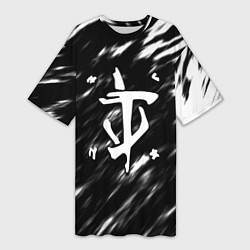 Женская длинная футболка Doom штрихи красок