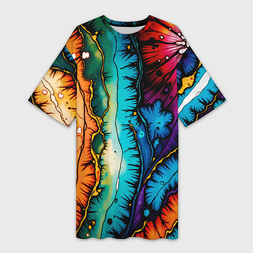 Женская длинная футболка Разноцветный узор / 3D-принт – фото 1