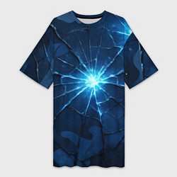 Женская длинная футболка Синий камуфляж со вспышками