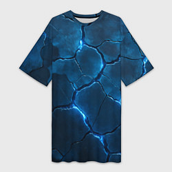 Футболка женская длинная Неоновые плиты с камуфляжем, цвет: 3D-принт