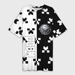 Женская длинная футболка Doom x minecraft pattern
