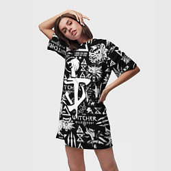 Футболка женская длинная Doom логотипы ведьмак, цвет: 3D-принт — фото 2