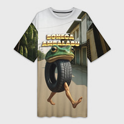 Футболка женская длинная Boneca Ambalabu мем, цвет: 3D-принт