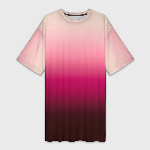 Женская длинная футболка Градиент transcendent pink омбре / 3D-принт – фото 1