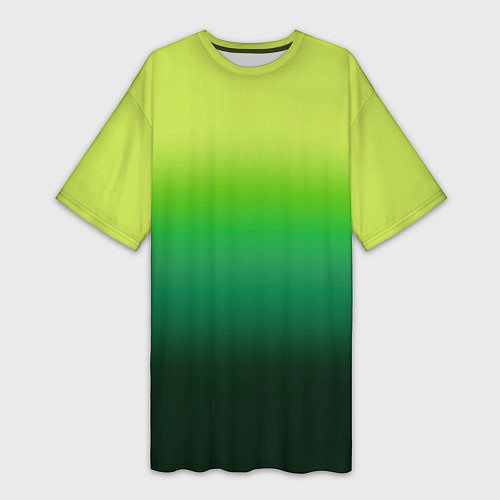 Женская длинная футболка Градиент укропное зеленое омбре / 3D-принт – фото 1