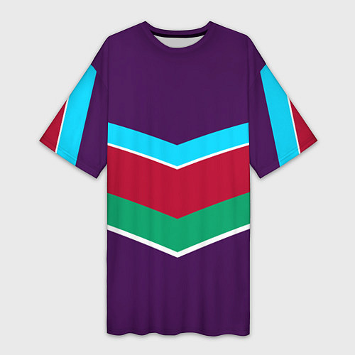 Женская длинная футболка Фиолетовый с полосами / 3D-принт – фото 1