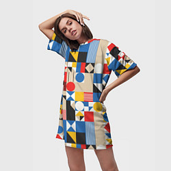 Футболка женская длинная Геометрический балаган, цвет: 3D-принт — фото 2