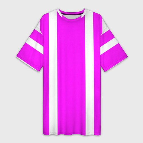 Женская длинная футболка Color white pink stripes / 3D-принт – фото 1