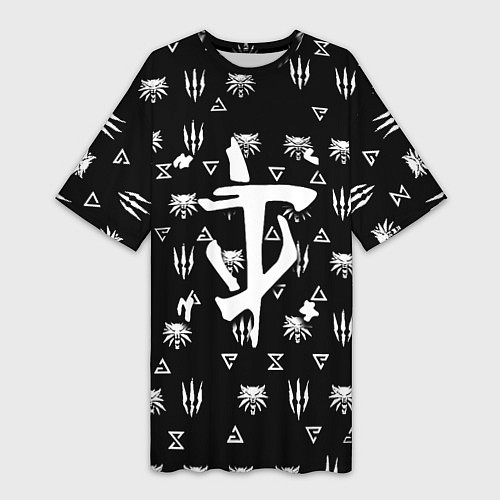 Женская длинная футболка Doom ведьмак логотипы / 3D-принт – фото 1