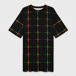 Женская длинная футболка Color black orange green crosses