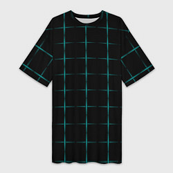 Женская длинная футболка Color black blue crosses