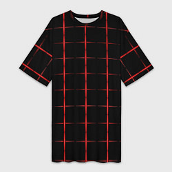 Футболка женская длинная Color black red crosses, цвет: 3D-принт