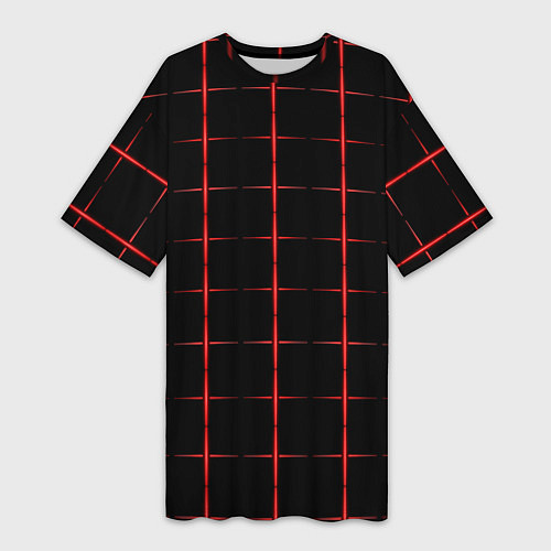 Женская длинная футболка Color black red crosses / 3D-принт – фото 1