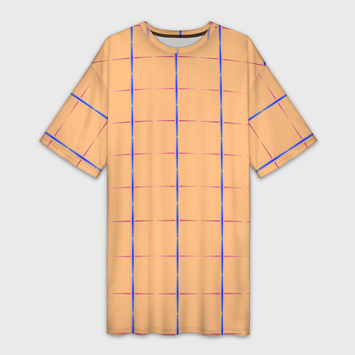 Женская длинная футболка Color beige blue cross / 3D-принт – фото 1